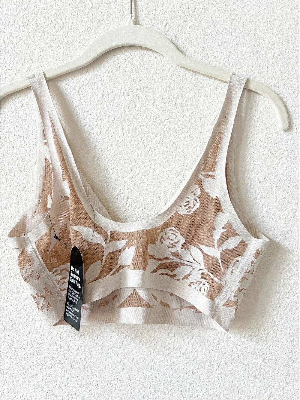 EBY Madam Lux Mesh Bralette Size Medium Velvet Floral Sheer Feminine Neutral
